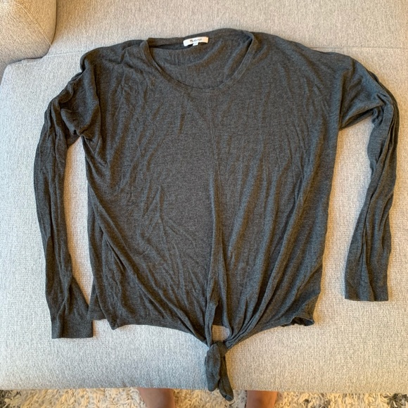 Madewell Grey Tie-Front Sweater Sz. XL - Picture 4 of 9